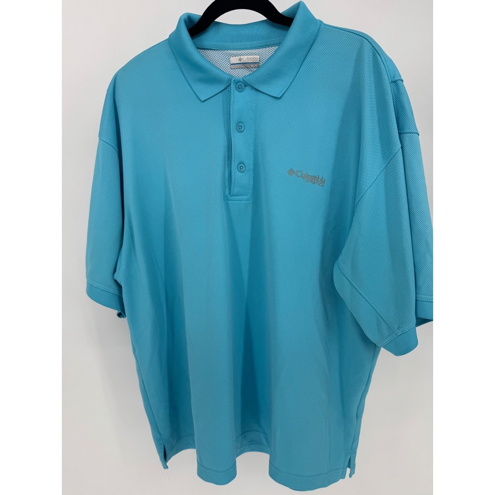Columbia Mens XL/TG Blue PFG Omni Shade Golf Polo‎ Shirt Short Sleeve